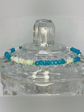 Amazonite ,Ethiopian Opal Gemstone Bracelet in Sterling Silver